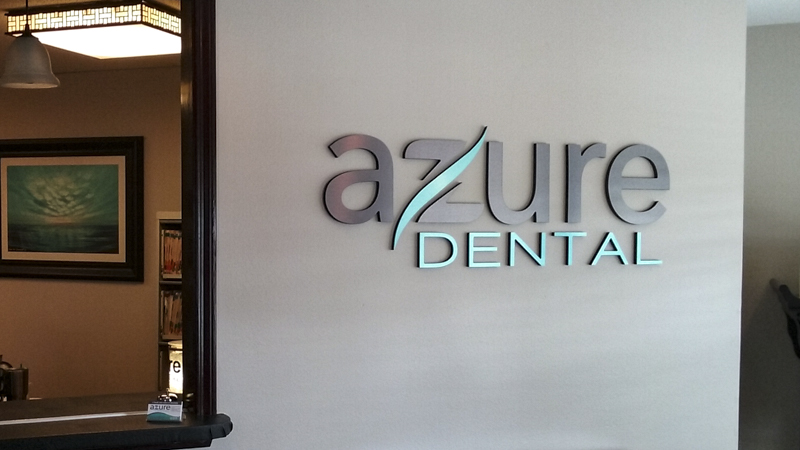 Interior Dimensional Letter Lobby Sign for Azure Dental
