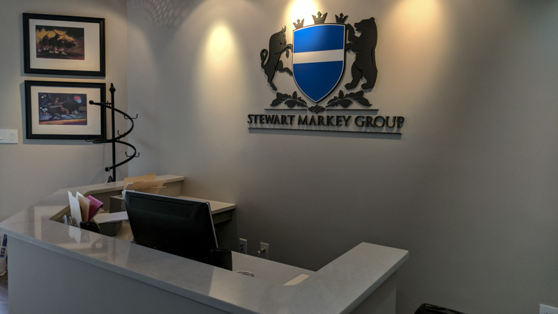 Interior Dimensional Sign Letters for Stewart Markey Group Lobby