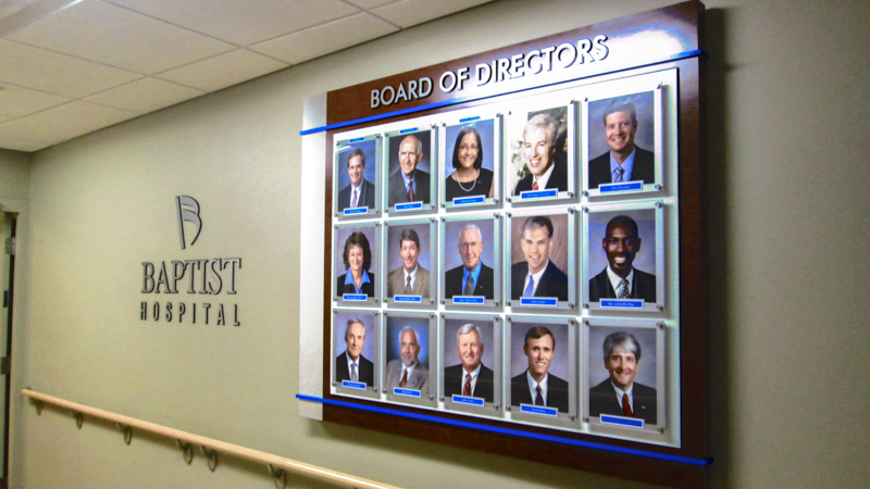 SignGeek Corporate and Employee Recognition - Board of Directors Display Panel for Baptist Hospital