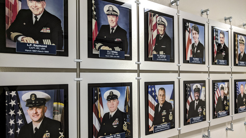 SignGeek Corporate and Employee Recognition - History of Leadership Wall Display for Naval Hospital Pensacola