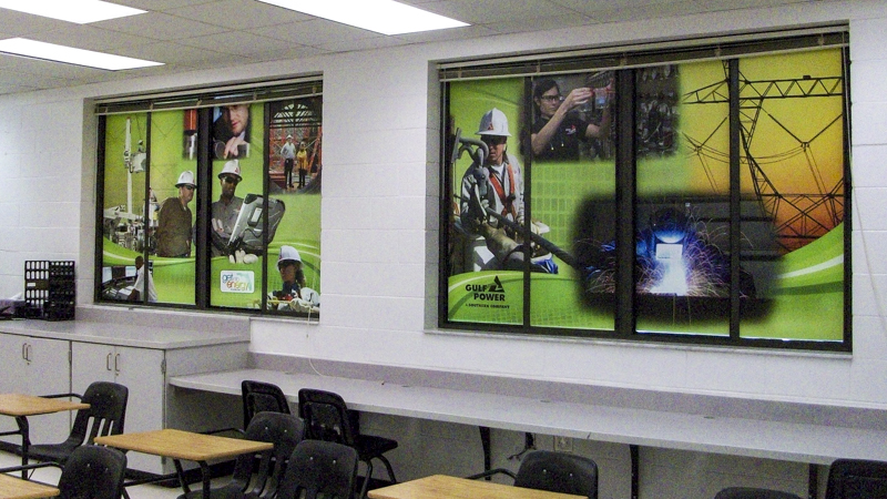 Security opaque window graphics for Gulf Power - Signgeek Environmental Graphics 