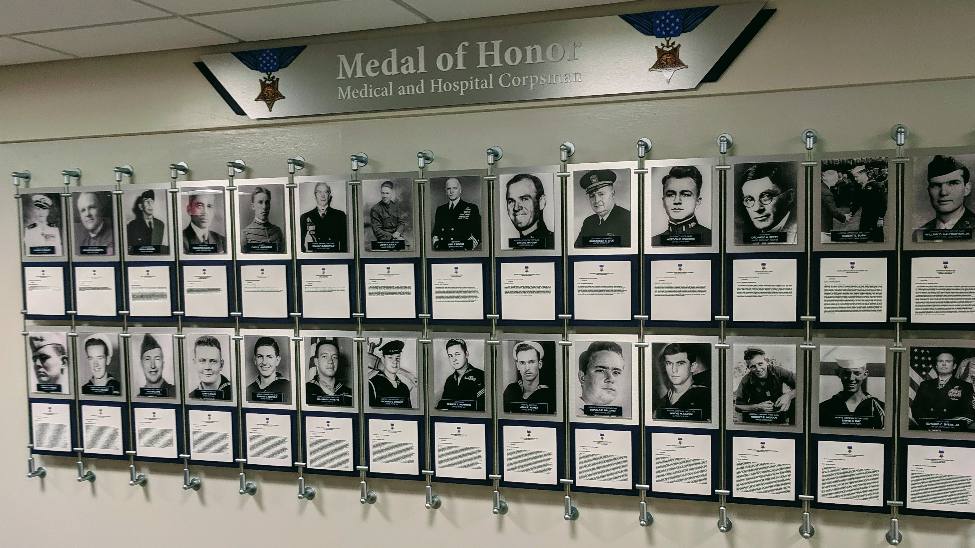 signgeek Corporate and Employee Recognition - Medal of Honor Wall Display for Naval Hospital Pensacola