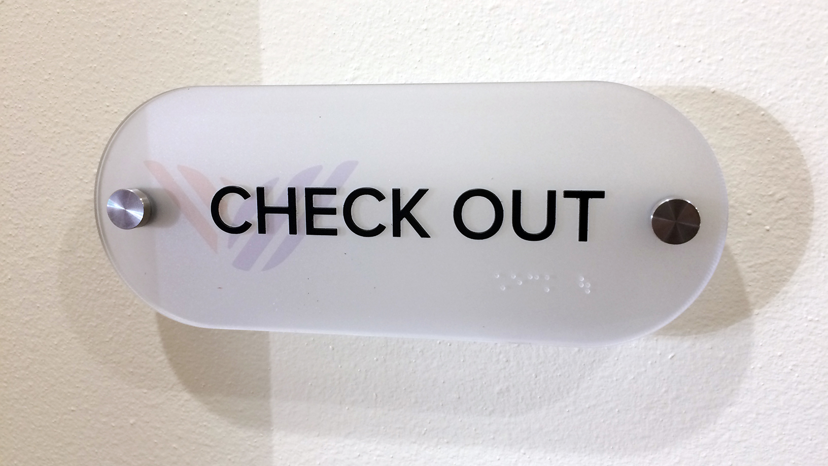 Interior ADA office signage on aluminum standoffs - signgeek wayfinding solutions 