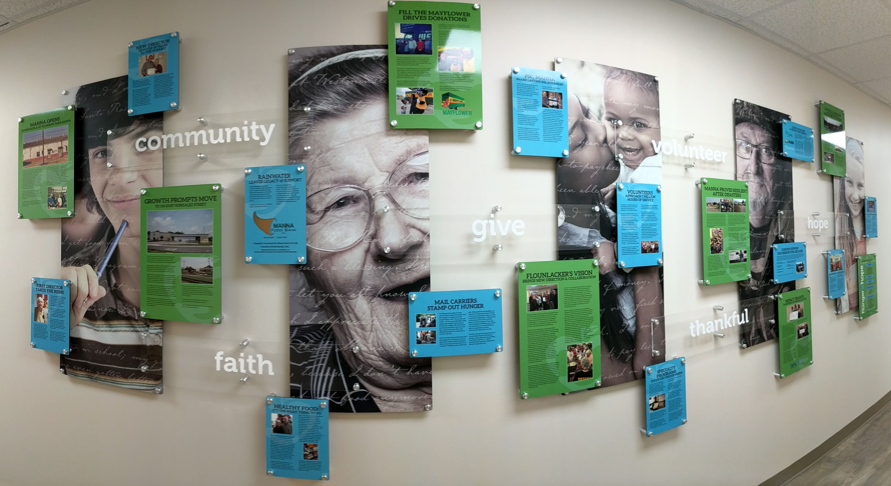 History Donor Wall at Manna Food Pantries Center for Hope