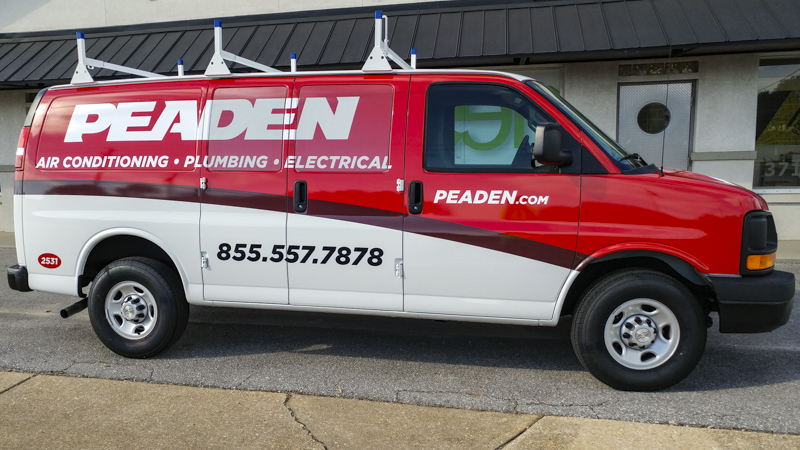 Fleet wrap on work van for Peaden - signgeek fleet wraps & graphics 