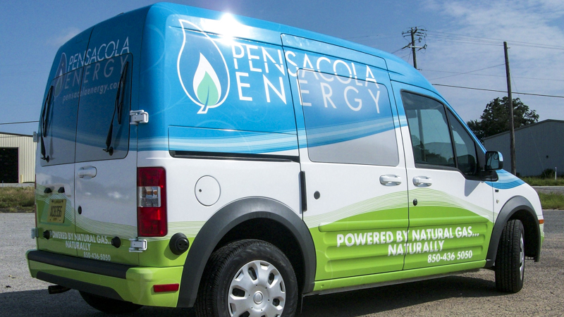 Fleet wrap on new work van for Pensacola Energy - signgeek