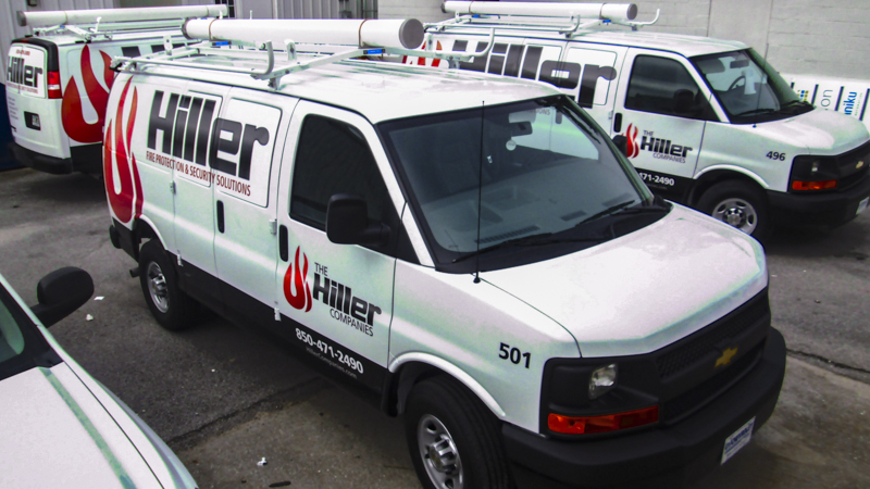 SignGeek Fleet Wraps and Graphics - Hiller Plumbing, HVAC, and Electrical fleet graphics