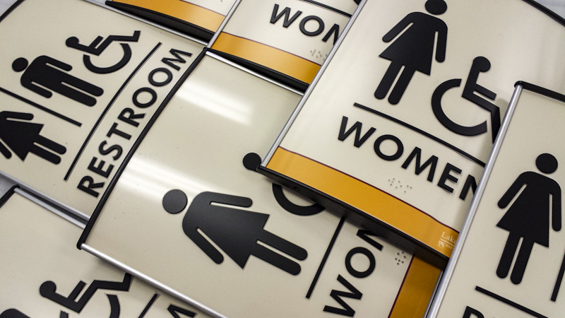 SignGeek Interior Wayfinding - ADA compliant restroom signage 