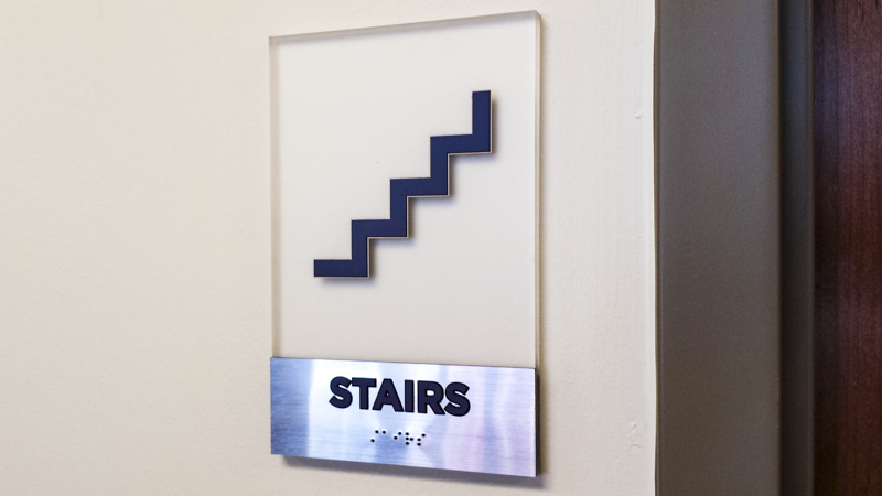 SignGeek Interior Wayfinding - ADA compliant stairs access signage 