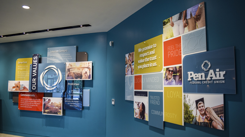 SignGeek Values Wall Displays & Timelines - Company values panels for PenAir FCU