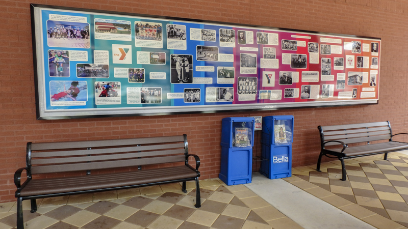 SignGeek Values Displays & Timelines  - Timeline Board for YMCA in Downtown Pensacola