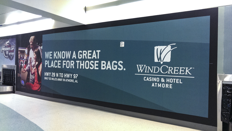 Interior wall wrap at Pensacola International Airport - Signgeek Environmental Graphics