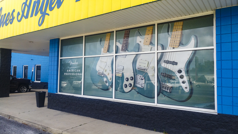 Window graphics for Blues Angel music - Signgeek Environmental Graphics 