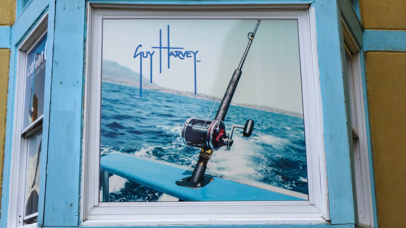 Guy Harvey window graphic for Alvin's Island on Pensacola Beach - signgeek Environmental Graphics 