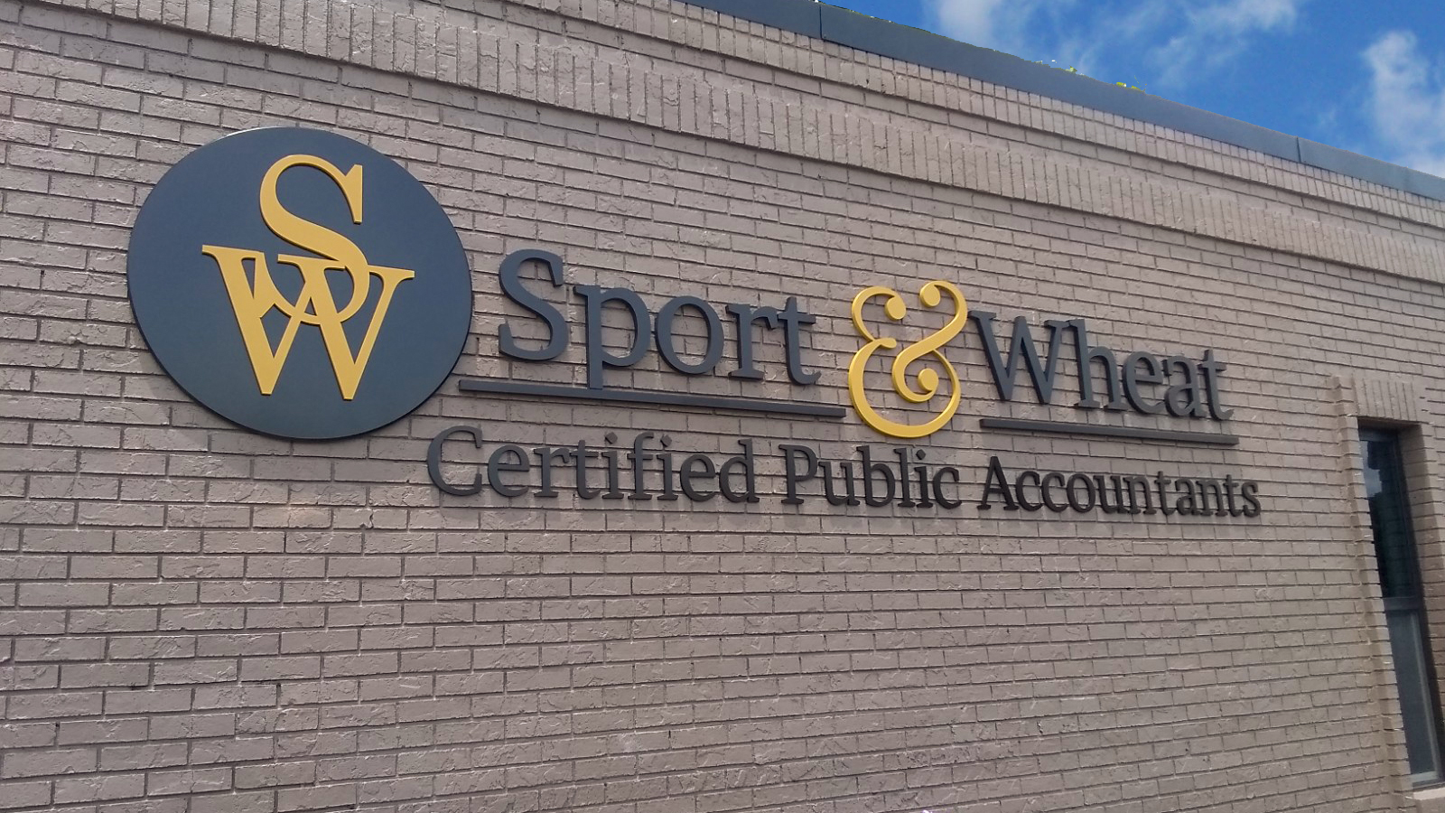 Exterior Dimensional Letter Signage for Sport & Wheat CPA | PVC Letters and Logos 